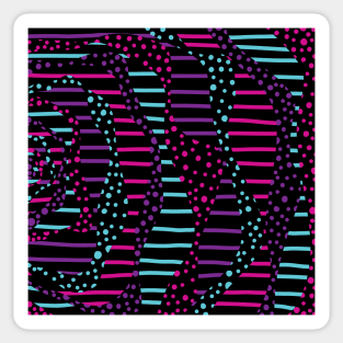 Spots and Stripes 2 - Pink, Purple, Blue and Black Sticker